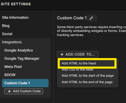 Showit Button Code Integration For Canvas Set