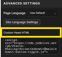 Showit Button Code Integration For Page